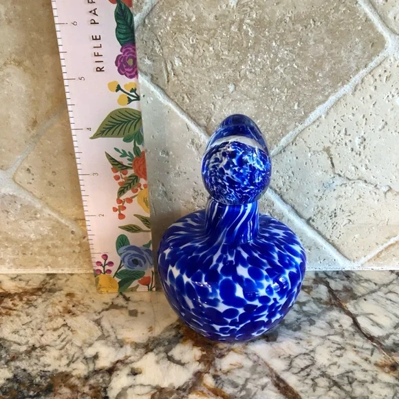 Blue and White Glass Perfume Bottle-EUC - Picture 6 of 7